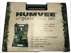 Humvee 16 Piece General Household Home Repair Tool Kit for Home Maintenance with Toolbox Storage Case