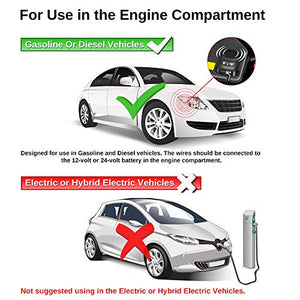 Loraffe Under Hood Rodent Ultrasonic Rat Repellent Mice Deterrent with Ultrasound and LED Flashlights, for 12V 24V Vehicle Auto Garage Pest Control, Keep Animal from Chewing Car Wiring