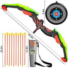 Load image into Gallery viewer, TEMI Kids Bow and Arrow Set - LED Light Up Archery Toy Set with 10 Suction Cup Arrows, Target &amp; Quiver, Indoor and Outdoor Toys for Children Boys Girls
