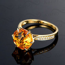 Load image into Gallery viewer, Wedding Engagement Solid 14K Yellow Gold Natural Citrine Gemstone Diamond Ring Finger Sizes 4 to 13 for Women
