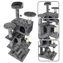 Load image into Gallery viewer, Nova Microdermabrasion 53 Inches Multi-Level Cat Tree Stand House Furniture Kittens Activity Tower with Scratching Posts Kitty Pet Play House (Grey)
