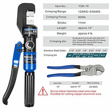 Load image into Gallery viewer, AMZCNC Hydraulic Crimping Tool and Cable Cutter Hydraulic Cable Lug Crimper 8 US TON 12 AWG to 00 (2/0) Electrical Terminal Cable Wire Tool Kit with 9 Die

