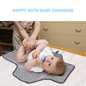 Portable Changing Pad for Baby|Travel baby changing pads for Moms, Dads|Waterproof Portable Changing Mat with Built-in Pillow|Excellent Baby Shower/Registry Gifts