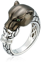 Load image into Gallery viewer, Effy Womens 925 Sterling Silver Diamond, Tsavorite Ring, Silver/Black, 7
