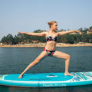 FEATH-R-LITE Inflatable Stand Up Paddle Board 10'5''x33''x6'' Ultra-Light (18.9lbs) ISUP with Paddleboard Accessories,Fins,Adjustable Paddle, Pump,Backpack, Leash, Waterproof Phone Bag