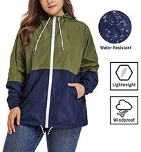 Load image into Gallery viewer, Women&#39;s Waterproof Raincoat Outdoor Hooded Rain Jacket Windbreaker Army Green XXL
