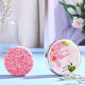 Bath Set for Women - Body&Earth 8 Pcs Gift Basket with Cherry Blossom & Jasmine Scent, Includes Bubble Bath, Shower Gel, Body & Hand Lotion, Bath Salts and More, Perfect Gifts Set for Home Relaxation