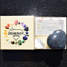Load image into Gallery viewer, Zenergy Gems Selenite Charged Hand-Carved Natural Blue Kyanite Ruby Pocket Puffy Heart / Palm Heart / Worry Stone + Selenite Heart Charging Crystal [Included]
