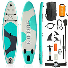 Load image into Gallery viewer, Kicode Inflatable Paddle Board for Adults (6 Inches Thick) Premium Stand Up SUP Accessories &amp; Carry Bag, Waterproof Bag, Non-Slip Deck, Leash, Pump, Waterproof Phone Pouch, Green &amp; Gray
