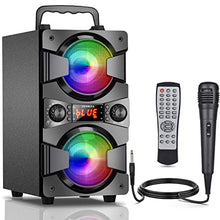 Load image into Gallery viewer, 60W Bluetooth Speakers Portable Wireless Speaker with Double Subwoofer Heavy Bass, FM Radio, Microphone, Lights, Remote, EQ, Loud Stereo Sound System Speaker for Home Outdoor Party Camping (1MIC)
