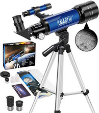 Load image into Gallery viewer, Emarth Telescope, Travel Scope 70mm/360mm Astronomical Refracter Telescope with Tripod &amp; Finder Scope, Portable Telescope for Kids Beginners Adults (Blue)
