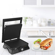 Load image into Gallery viewer, Chef Buddy 82-SW73 Panini Press Indoor Grill and Gourmet Sandwich Maker, Electric with Nonstick Plates, 12.75" x 11" x 4.75", Silver
