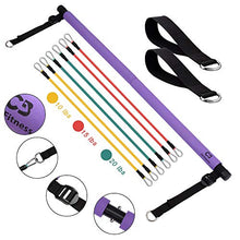 Load image into Gallery viewer, CB Fitness Pilates Stick Bar with Resistance Bands - Set of 3 Exercise Flex Bands &amp; Fit Bar Attachment - Home Gym Equipment for Men &amp; Women - Portable Workout Kit for Body Toning, Yoga &amp; Core Training
