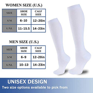 Compression Socks for Women and Men(1/3 Pairs)-Best for Running,Nursing,Circulation,Recovery & Travel (White - 3 Pairs, Large/X-Large)