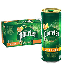 Load image into Gallery viewer, Perrier L'Orange Flavored Carbonated Mineral Water (Lemon Orange Flavor), 8.45 fl oz. Slim Cans (pack of 10)
