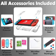 Load image into Gallery viewer, S&amp;J Limited Edition Genuine Leather Hard Shell Nintendo Switch Travel Case with 10 Gamecard Slots Includes Back Protective TPU Dockable Case, 2 Joycon Covers, 4 Thumbstick Caps &amp; Screen Protector
