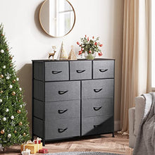 Load image into Gallery viewer, WLIVE 9-Drawer Dresser, Fabric Storage Tower for Bedroom, Hallway, Nursery, Closets, Tall Chest Organizer Unit with Textured Print Fabric Bins, Steel Frame, Wood Top, Easy Pull Handle, Charcoal Gray
