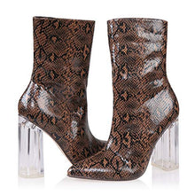 Load image into Gallery viewer, AIIT Women's Chunky High Heel Ankle Boot Shoe Brown Size9
