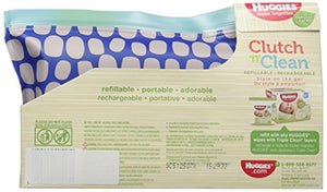 HUGGIES Natural Care Unscented Baby Wipes, Sensitive, Water-Based, 1 Clutch 'N' Clean Refillable Travel, 32 Count Total