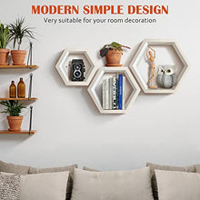 Load image into Gallery viewer, MRGL Hexagon Floating Shelves Set of 3, Honeycomb Shelves, Wall Mounted, Display Shelf, Room Decor White
