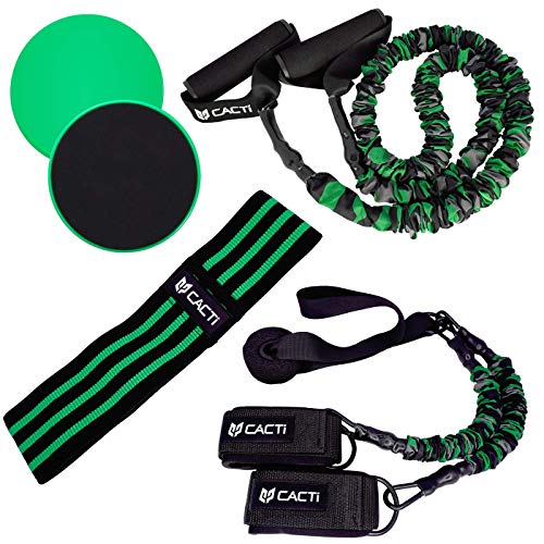 Load image into Gallery viewer, Cacti Resistance Bands for Legs and Butt Set - Fabric Booty Band, Workout Band with Handles, 2 Exercise Resistance Bands, 2 Ankle Straps, Door Anchor, 2 Core Sliders, Gym Carry Bag, Workout Guide