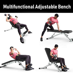 leikefitness Adjustable Weight Bench Foldable Workout Exercise Bench with Automatic Lock for Upright Incline Decline and Flat Full Body Exercise GM5810(BLACK)