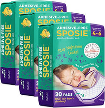 Load image into Gallery viewer, Sposie Overnight Diaper Booster Pads, 90 ct, No Adhesive for Easy Repositioning, Helps Stops Nighttime Leaks, Fits Diaper Sizes 4-6
