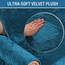Load image into Gallery viewer, H.VERSAILTEX Sofa Cover Quilted Thick Velvet Plush Couch Cover for 3 Cushion Sofa Slipcover Protector from Pets Dogs, Non-Slip Two Elastic Straps on Back and Base (Sofa 70&quot;, Peacock Blue)
