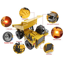 Load image into Gallery viewer, fisca Remote Control Dump Truck 2.4Ghz 4WD RC Truck 6 Channel Mine Construction Vehicle Toy Machine Model with LED Light and Metal Cab for Kids
