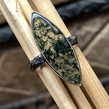 Load image into Gallery viewer, Natural Green Moss Agate 925 Solid Sterling Silver Ring Size 9
