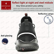 Load image into Gallery viewer, ulogu Steel Toe Sneakers for Men Women Breathable and Lightweight Safety Construction Work Shoes Black/Red
