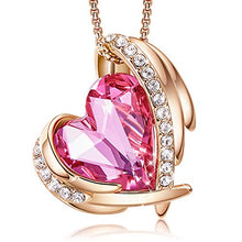 Load image into Gallery viewer, CDE Love Heart Pendant Necklaces for Women Silver Tone Rose Gold Tone Crystals October Birthstone Jewelry Gifts for Party/Anniversary Day/Birthday

