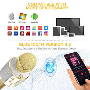 Bluetooth Microphone for Kids Birthday Gifts Girls Toy for Age 4 5 6 7 8 9 10 Year Old Portable Wireless Karaoke Microphone Fun Toys for Teen Girls Boys Christmas Best Gifts Home Party Favor Singing