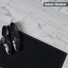 Load image into Gallery viewer, Sierra Concepts 2-Pack Front Door Mat Ribbed Black - Indoor Outdoor Floor Doormat Rug Entryway Welcome Mats - Entrance Shoe Scraper, Entry Inside Outside Garage Traffic Utility Porch Area, 30" x 17"

