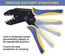 Load image into Gallery viewer, haisstronica Crimping Tool For Heat Shrink Connectors-AWG 22-10 Ratchet Wire Terminal Crimper-Ratcheting Crimper Tools-Available For Insulated Nylon Connectors and Electrical Wire Connectors HS-8327
