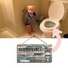 Load image into Gallery viewer, Printed Wood Plaque Sign Wall Hanging Welcome Sign Please Seat yourself Wall Art Sign Size 11.5" x 6" (Blue-Black)
