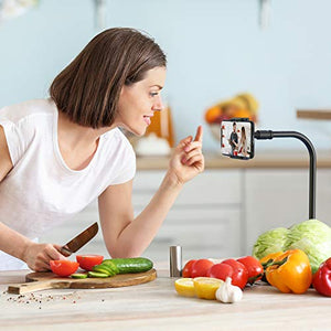 Gooseneck Cell Phone Holder, Universal 360 Flexible Phone Stand Lazy Bracket Mount Long Arms Clamp for Phone 11 Pro Xs Max XR X 8 7 6 6s Plus and Other 3.5~6.5'' Device (Black)
