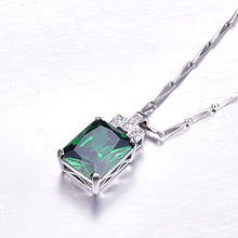 Load image into Gallery viewer, BONLAVIE Women&#39;s 6.95ct Created Green Emerald Pendant Necklace 925 Sterling Silver, 18&quot; (Green)
