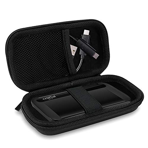 ProCase Carrying Case for Crucial X8 Portable SSD 1TB / 500GB (Case Only), Hard Drive EVA Travel Case for Crucial X8 1TB / 500GB Portable External Solid State Drive –Black