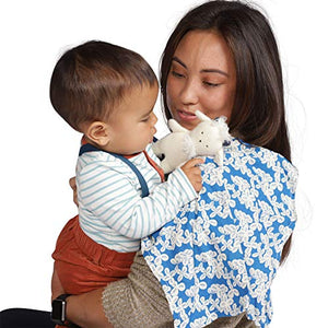 Manhattan Toy Embroidered Plush Goat Baby Rattle + Soft Cotton Burp Cloth, 16 x 16 Inches