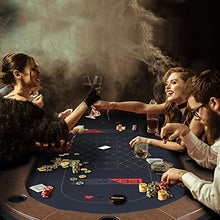 Load image into Gallery viewer, PEXMOR Foldable 10 Player Poker Table, Folding Blackjack Casino Card Game Table with Stainless Steel Cup Holders &amp; Padded Rails, Portable Texas Holdem Poker Table
