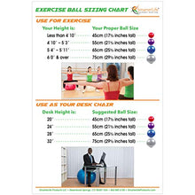 Load image into Gallery viewer, Exercise Ball for Yoga, Balance, Stability from SmarterLife - Fitness, Pilates, Birthing, Therapy, Office Ball Chair, Classroom Flexible Seating - Anti Burst, Non Slip + Workout Guide (Blue, 45cm)
