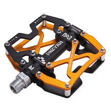 Load image into Gallery viewer, MZYRH Mountain Bike Pedals, Ultra Strong Colorful CNC Machined 9/16" Cycling Sealed 3 Bearing Pedals (Black Black Glod 3 Bearings)
