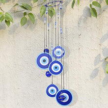 Load image into Gallery viewer, YUFENG Blue Evil Eye Hanging Decoration Ornament Metal Wind Chimes for Home Garden Decoration (Evil Eyes)
