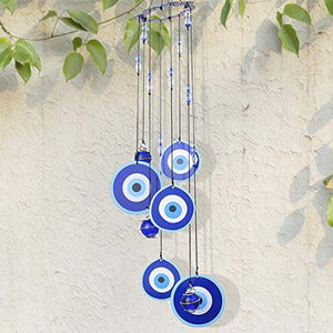 YUFENG Blue Evil Eye Hanging Decoration Ornament Metal Wind Chimes for Home Garden Decoration (Evil Eyes)