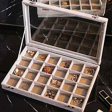 Load image into Gallery viewer, STYLIFING Clear Lid Velvet 24 Grid Jewelry Tray Transparent Jewelry Display Showcase Lockable Felt Jewelry Storage Organizer Charm Box Holder Gifts for Girls Women
