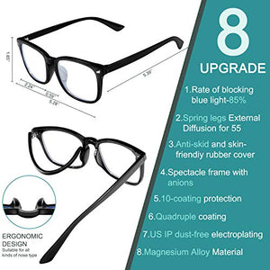 Blue Light Blocking Glasses - 3Pack Computer Game Glasses Square Eyeglasses Frame, Blue Light Blocker Glasses for Women Men, Anti Eye Eyestrain Reading Gaming Glasses Non Prescription