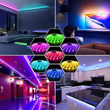 Load image into Gallery viewer, LED Strip Lights Sync to Music, Kousee 16.4ft Flexible 5m Self-Adhesive RGB Light Strips Remote Color Change 150LEDs 5050 Tape Lights Neon Ribbon Room Mood Lighting 12V for Bedroom
