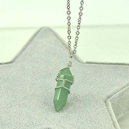 Load image into Gallery viewer, Paialco Jewelry Hand Wired Natural Aventurine Crystal Healing Point Chakra Pendant Necklace 18"
