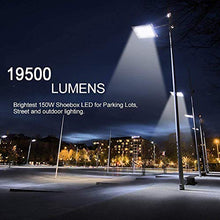 Load image into Gallery viewer, LEDMO LED Parking Lot Lights 19500LM - [500W HID/HPS Replacement] Adjustable LED Shoebox Street Pole with Dusk to Dawn Photocell Slip Fitter Commercial Area Yard Lighting 5000K 150W 4 Pack
